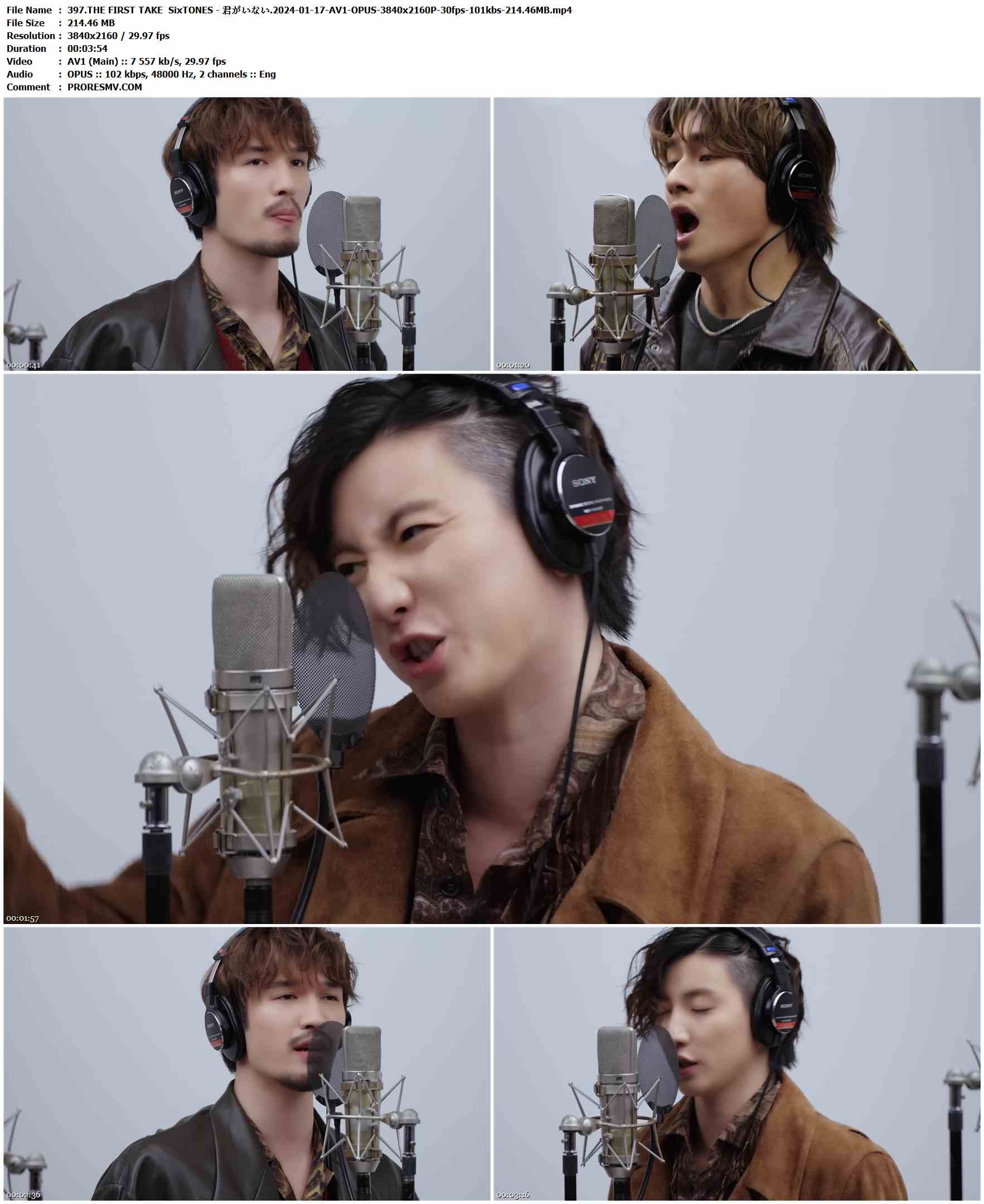 397.THE FIRST TAKE  SixTONES - 君がいない.2024-01-17-AV1-OPUS-3840x2160P-30fps-101kbs-214.46MB官方MV_高清MV